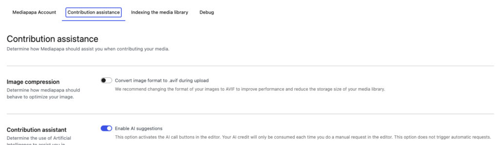 A screenshot of a contribution assistance page with various options and details.